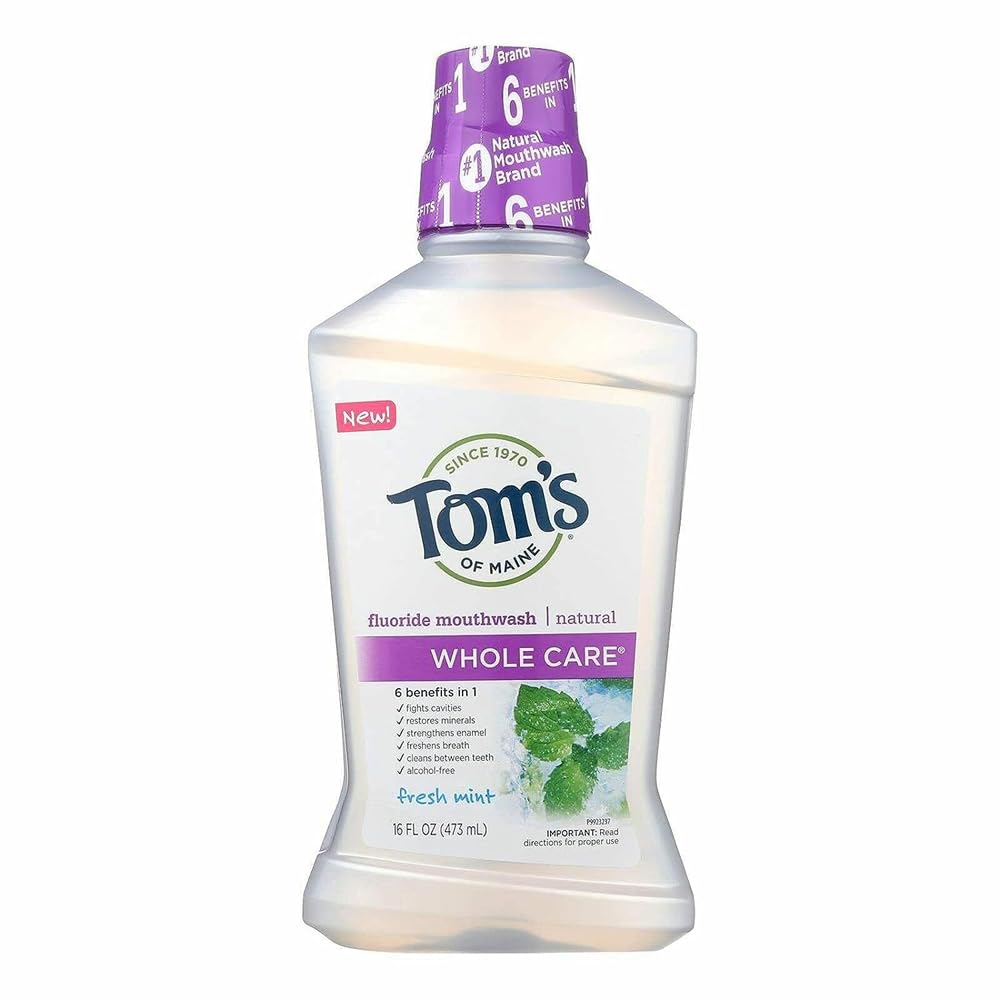 

Whole Care Fluoride Fresh, 16 жидких унций, ополаскиватель для полости рта Tom s, мята,