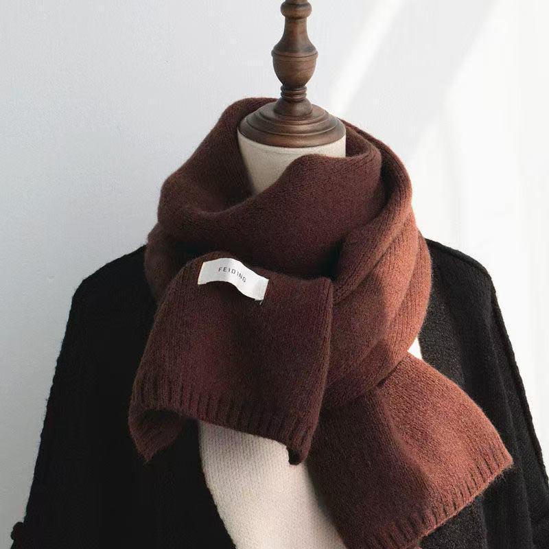 Women's 2025 Korean Style Winter Scarf: Thickened, Knitted, Solid Color, Versatile, and Warm for Students