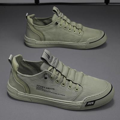 Men's Canvas Shoes Fashion Solid Color Green Casual Shoes For Men Comfortable Flat Breathable Walking Sneakers Chaussure Hommes