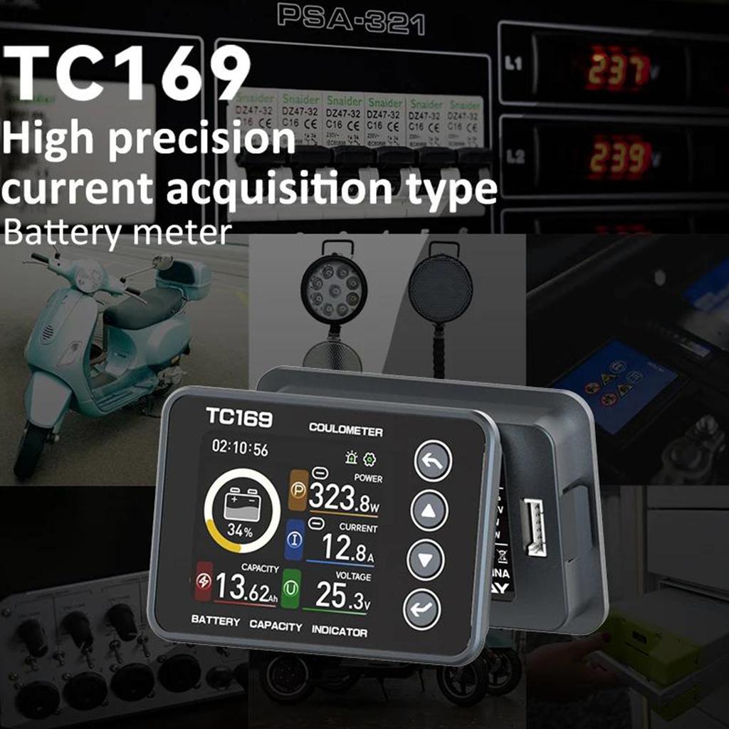 Battery Capacity Tester With Percentage And Remaining Time Display Coulomb Counter For 6V To 60V Applications