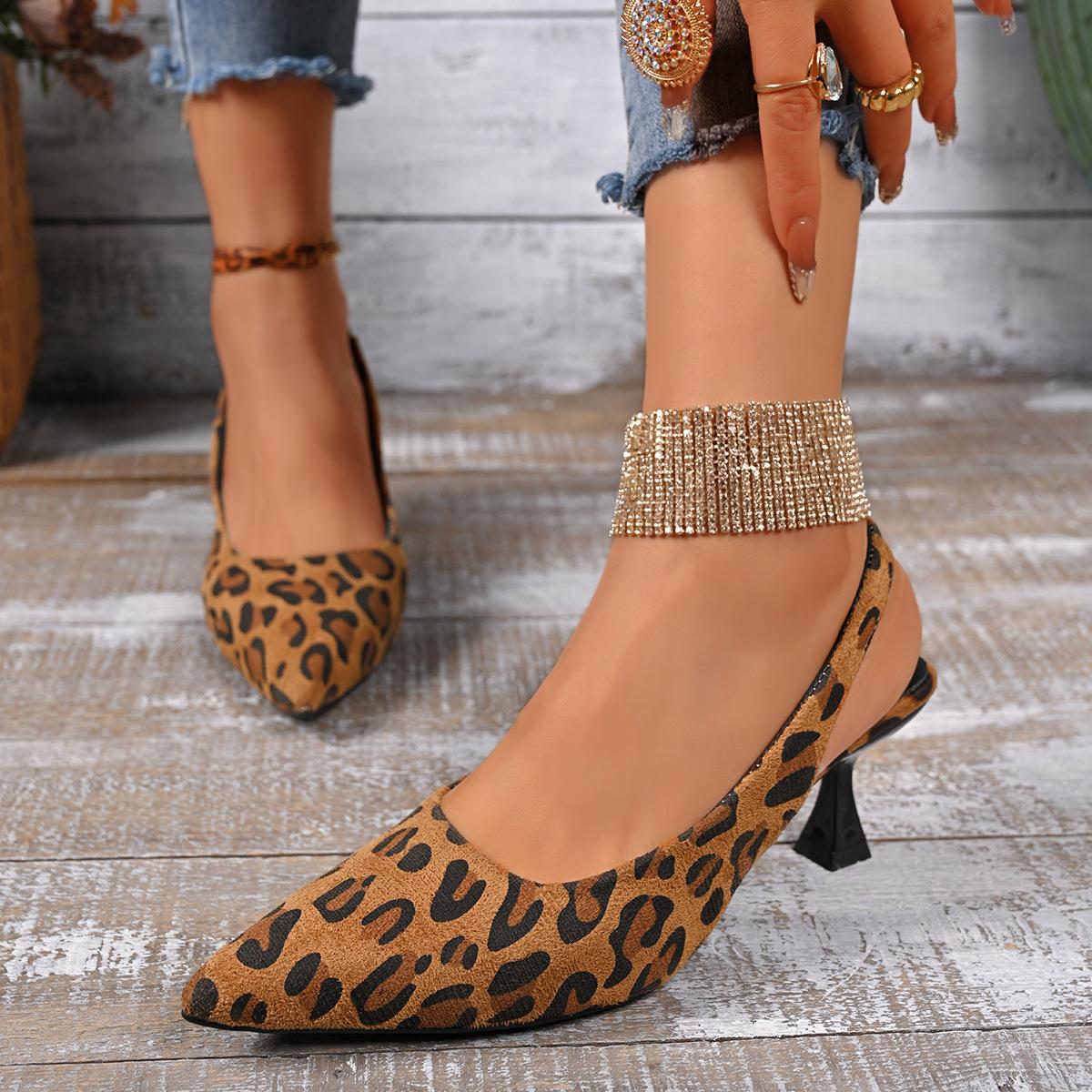 

Сандалии на шпильках большого размера, женские, весна-осень, с заостренным носком, с надписью «Mouth Word» и леопардовым принтом, модные сандалии 42