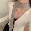 Winter  Solid Color Narrow Long Scarf Female Korean Version Knitted Woolen Scarves Women'S Imitation Cashmere Mohair Scarf