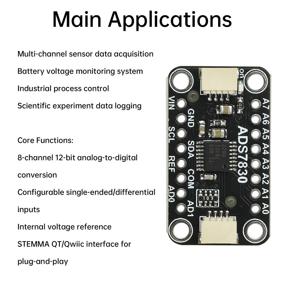 ADS7830 8-bit ADC Analog-To-Digital Converter Module Compatible With STEMMA QT Qwiic