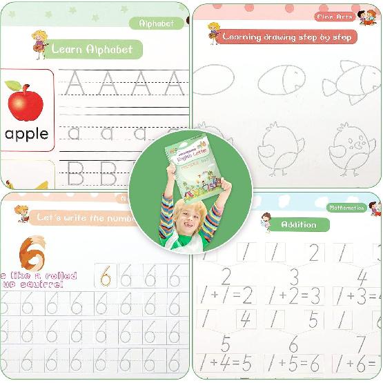 Magical Handwriting Workbooks Handwriting Practice Magic Copybook, Handwriting Aid Magic Pen Reusable Copybook Grooves Template Design for Children