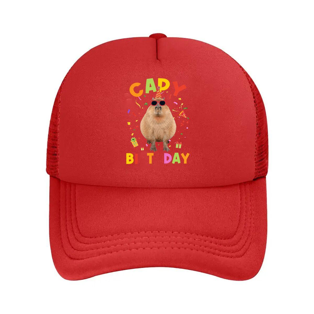 Cute Capybara Birthday Party Decor Gift Mesh Baseball Cap Hip Hop Adjustable