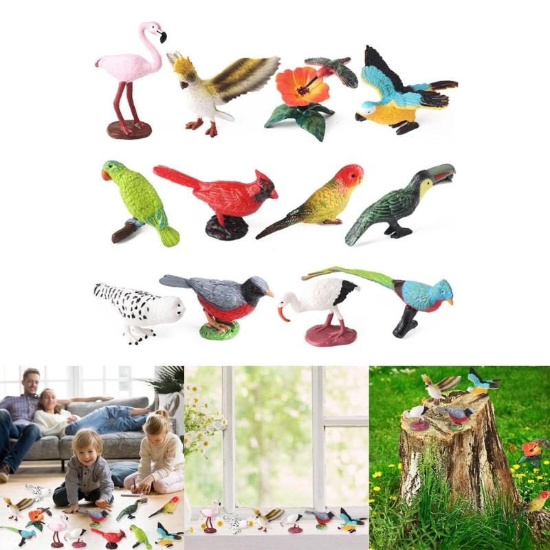 Realistic Bird Static Model Solid Figure Toy Animal Figurine Statue Fowl Figure Set Kids Collectible Toy Cake Toppers