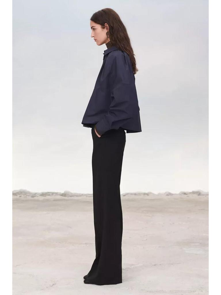 2024 Autumn/Winter Women's European & American Style Long Sleeve Poplin Loose Casual Top