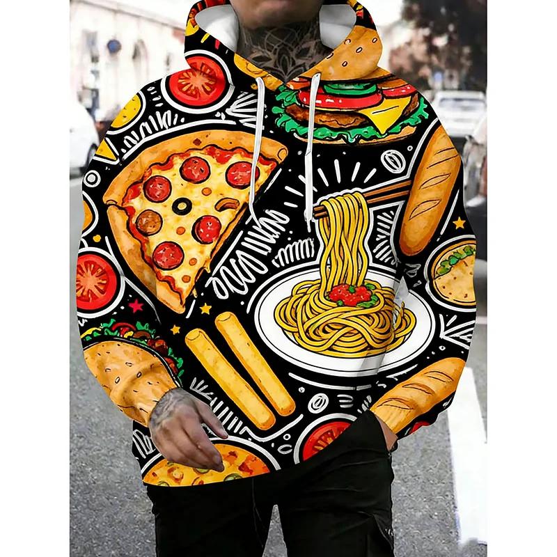 Fashion Versatile Men's Food Printed Hoodie Casual Comfort Hoodies Sweatshirts Men’s