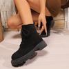 Fashion Women's Black Platform Ankle Boots Fashion Faux Suede Lace Up Short Boots Woman Thick Sole Non Slip Autumn Winter Botas De Mujer