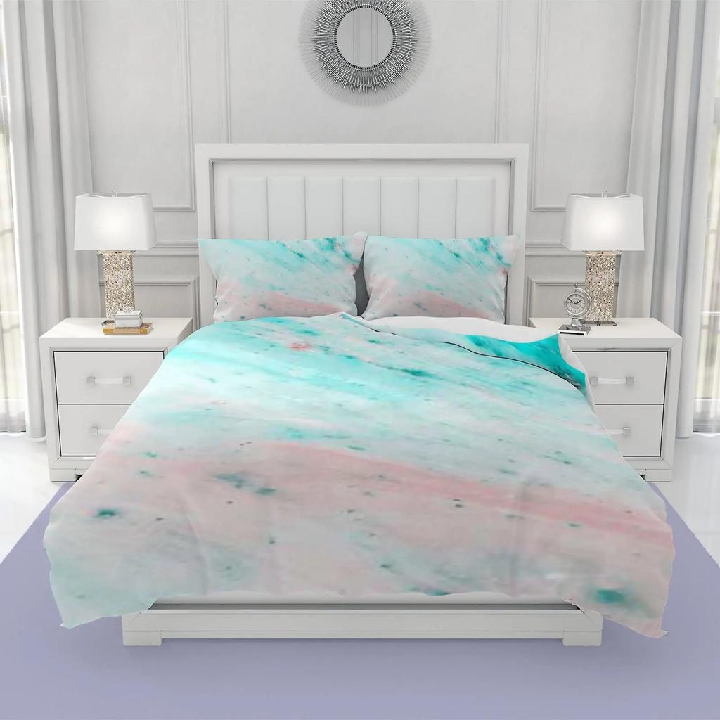 Marble Duvet Cover Set Marble Bedding Set Blue Gold Abstract Texture Kid Bedclothes Double Queen King Size Polyester Quilt Cover