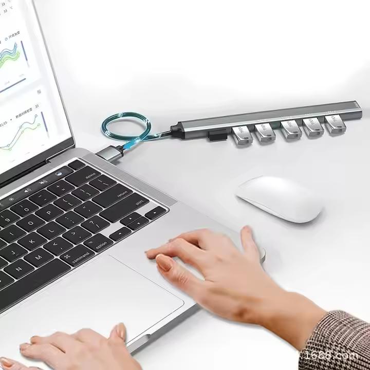 USB 3.0 Hub 7 In 1 Multi-port Type C Hub 7 Port Usb 3.0 Usb2.0 Adpater for Macbook Laptop Tablet & PC