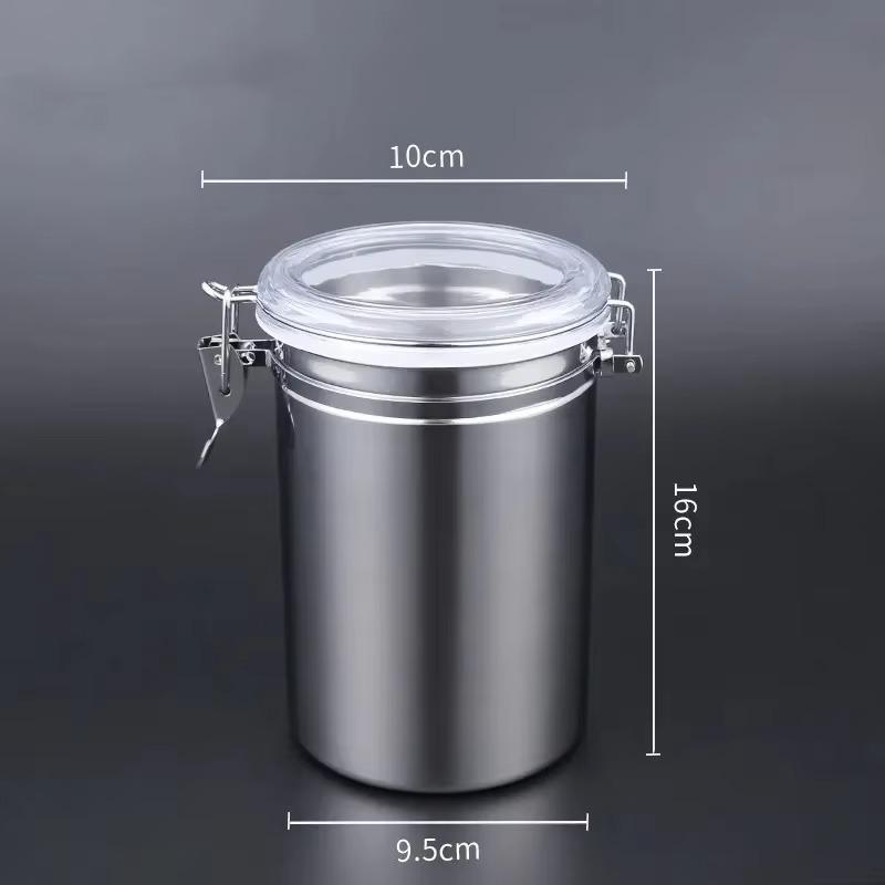 Food Sealed Box 304 Stainless Steel Sealed Storage Jar Multigrain Storage Box Spice Coffee Storage Jar Fresh-Keeping Tank