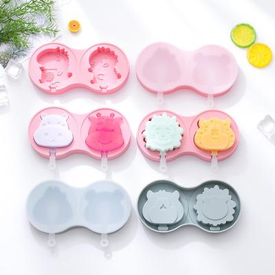 Cartoon Lion Dinosaur Cows Ice Cream Silicone Mold With Lid Bunny Popsicle Ice Cube Tray Mold Cheese Gift Kitchen Accessories
