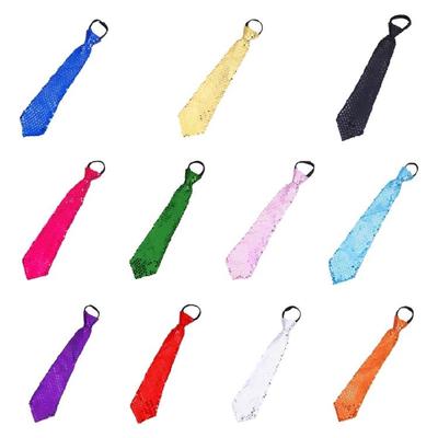 Sparkly Sequins Pre-Tied Tie with Zipper for Weddings Parties Costume Halloween