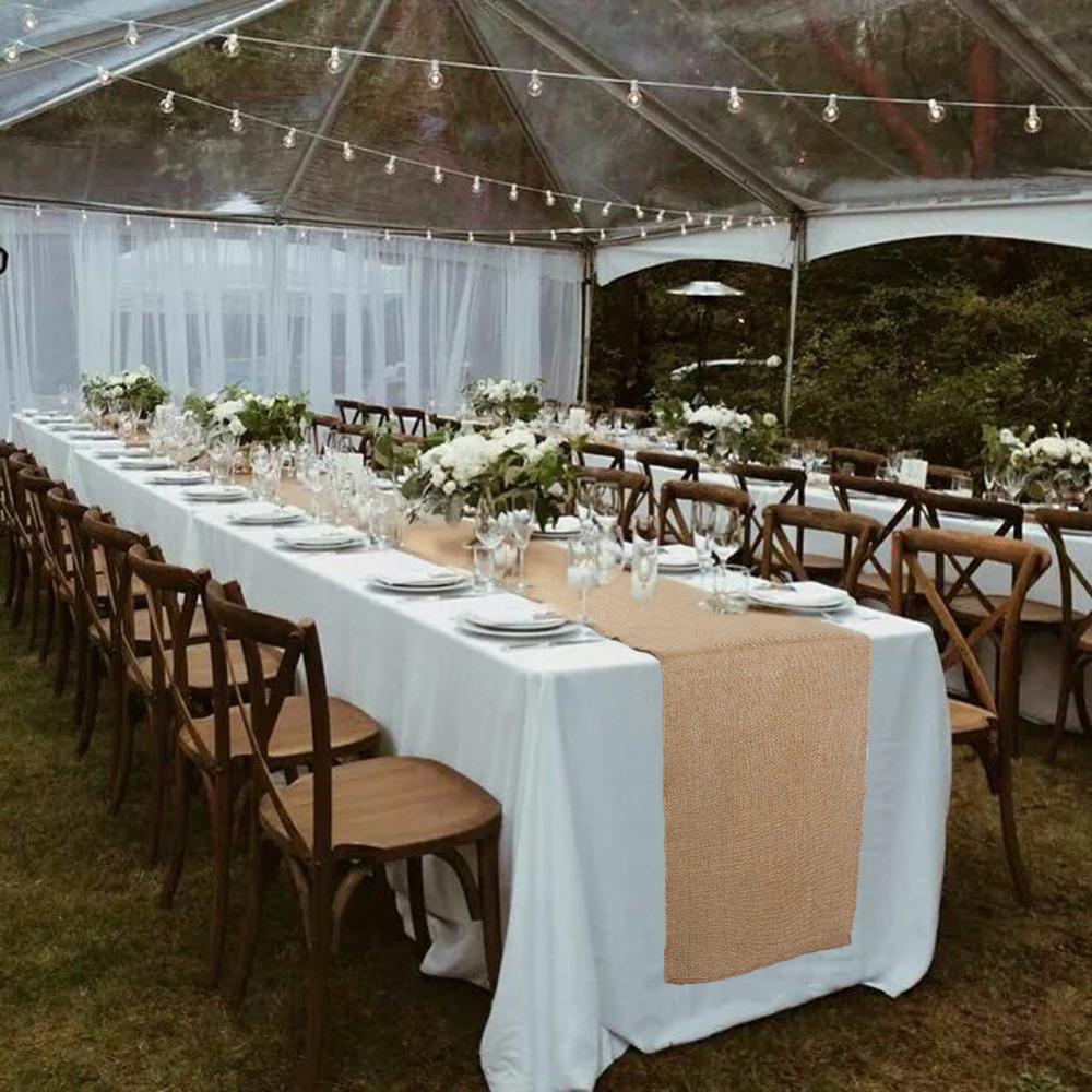 Rustic Burlap Table Runner - Solid Color for Wedding & Outdoor Party Decor