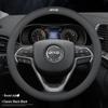 Universal Genuine Leather Steering Wheel Cover for Jeep Cherokee, Wrangler, Compass, Renegade - All-Season Use