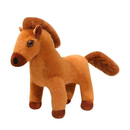 Pony Figure 2026 Horse Year Mascot PP Cotton Filled Detailed Horse Ornament Brown Foal Doll Sculpture Desktop Bedside Car Decor