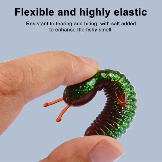 5 Stück 6CM/7G Weichwurm-Köder Langsam sinkend Gesalzen Glitzer Bionischer Köder Bunter PVC Kunstköder Salzwasser Süßwasser Schlangenkopf Angelzubehör