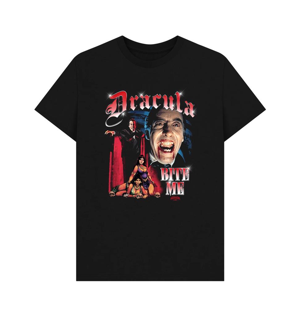 PREMIUM OFFICIAL Horrorline Horror Line Dracula Bite Me Black T -Shirt