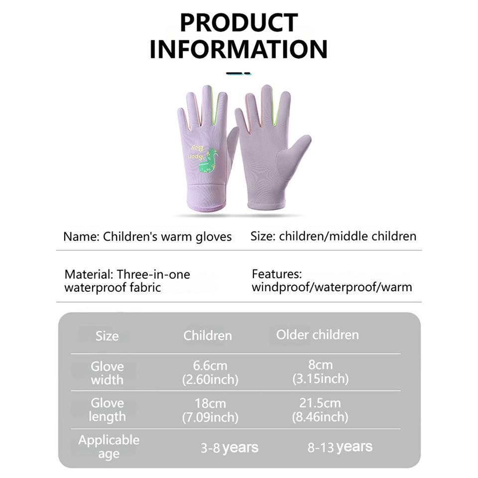1Pair New Style Children's Gloves Skin-Friendly And Warm Silicone Luminous Cartoon Dinosaur Water-Resistant Fabric Unisex