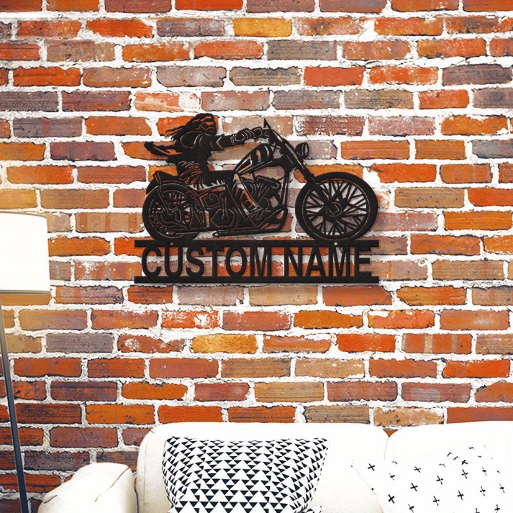 Custom Motorcyclist Metal Wall Art Personalized Name Farmhouse Porch Patio Gift Motorcycle Fan