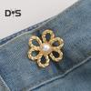 Pant Waist Tightener Flower Design Button Reusable Waist Adjuster No-Sewing Adjustable Waist Buckle for Loose Jeans Skirts
