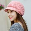 Thicken Warm Striper Knitted Cap Ear Protection Thicken Knit Hat Women Beret Cap  Women Girls