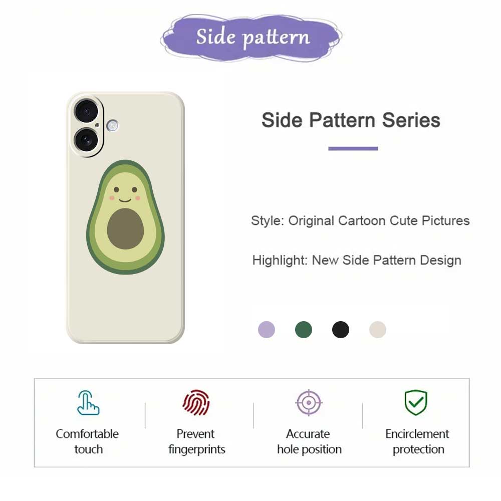 For iPhone 17 Case Cute Avocado Pattern Printing Straight Edge TPU Phone Back Cover