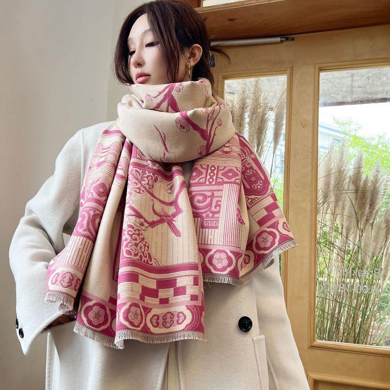 Autumn and winter new jacquard scarf high-end imitation cashmere shawl versatile double-sided warm scarf