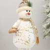Extendable Fabric Snowman Figure with Gold Stamped Hat Christmas Tabletop and Floor Display Ornament
