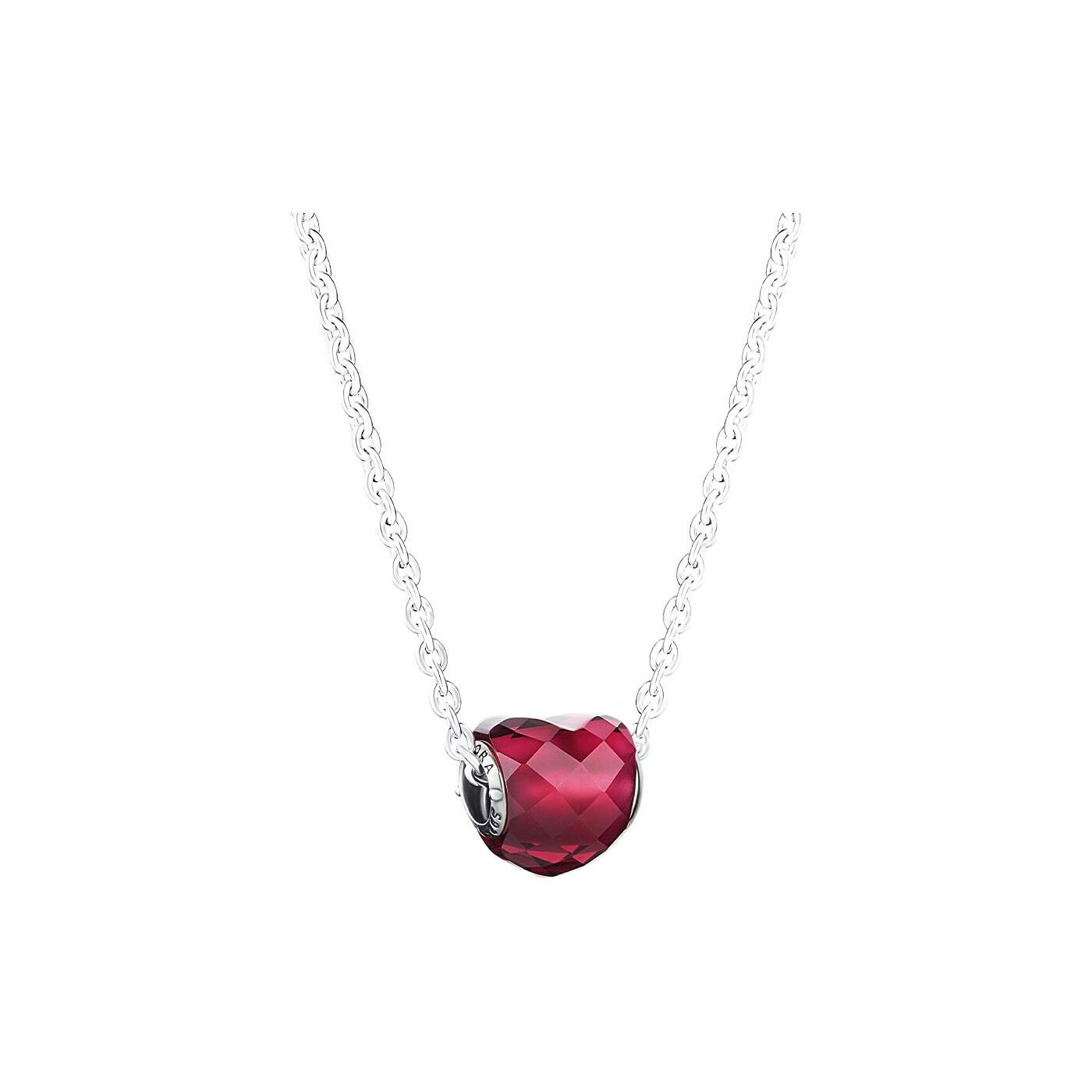 Pandora Fiery Heart Necklace Set Women necklace set ZT2260 Box,60,Silver