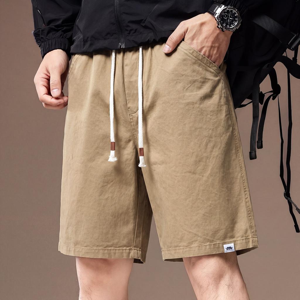 High-end American skin-friendly and breathable casual pure cotton five-point pants men's summer thin straight versatile trend shorts