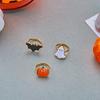 Metal Pumpkin Pendant Ring Enamel Halloween Jewelry Set Simple Ghost Pendant Jewelry  Girl
