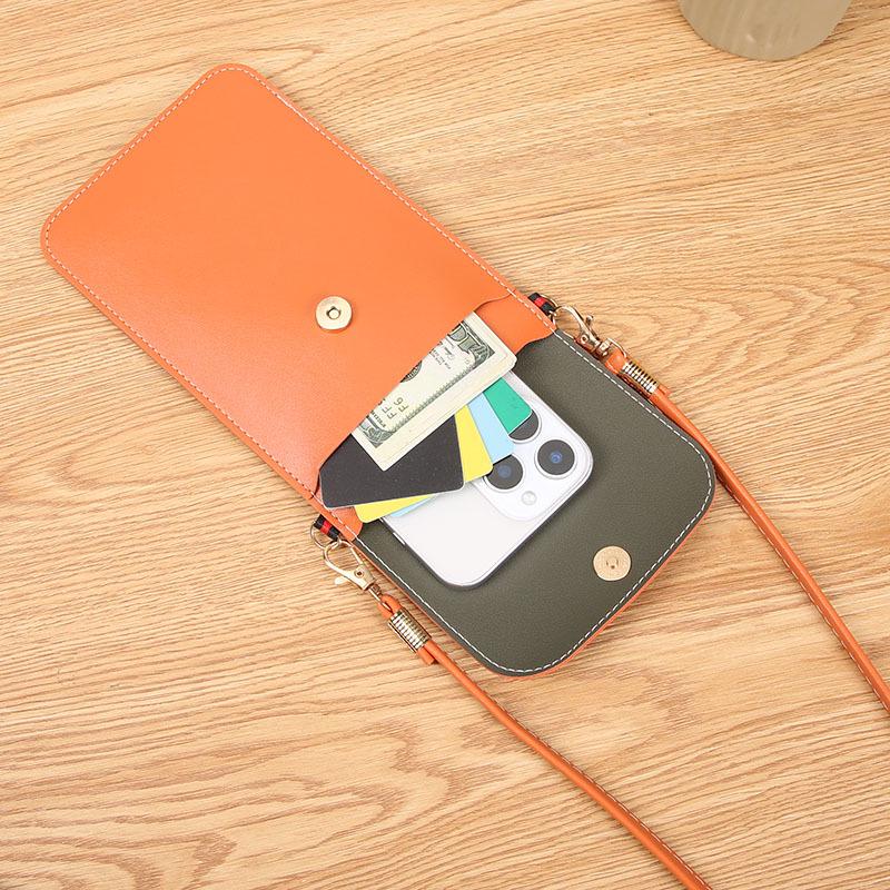 Retro Umhänge-Crossbody-Handytasche - Einfarbige Mini-Geldbörse