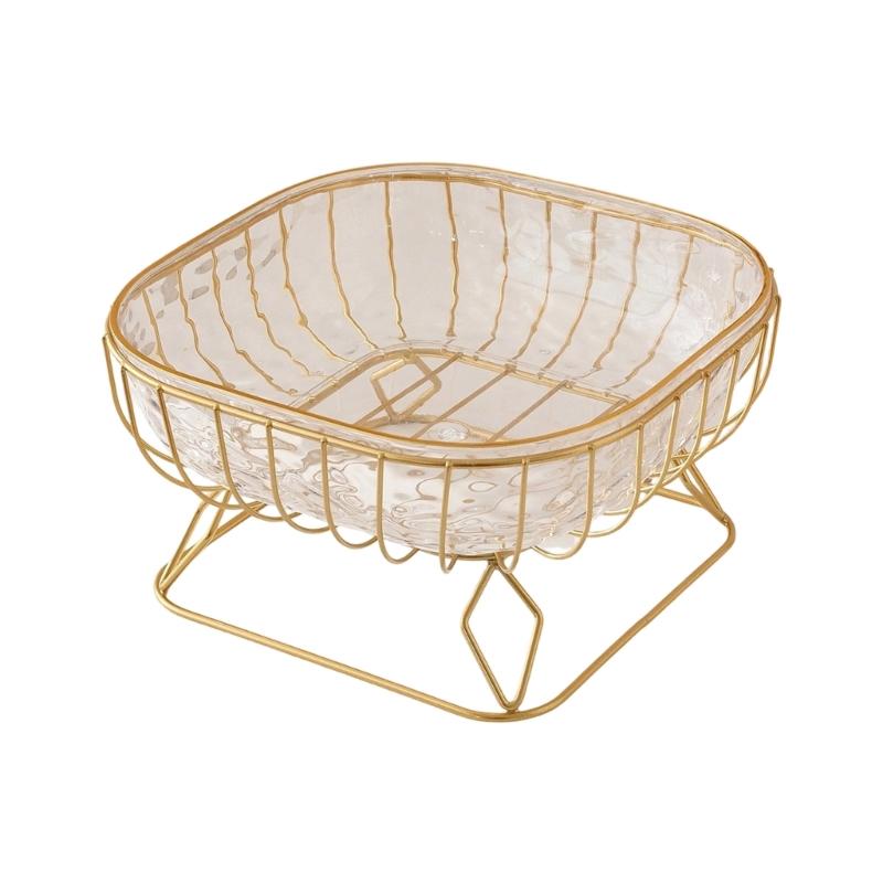 Spacious 24cm Wide Snacks and Fruit Serving Bowl for Coffee Table Solid Iron and PET Materials Fruit Display Plate