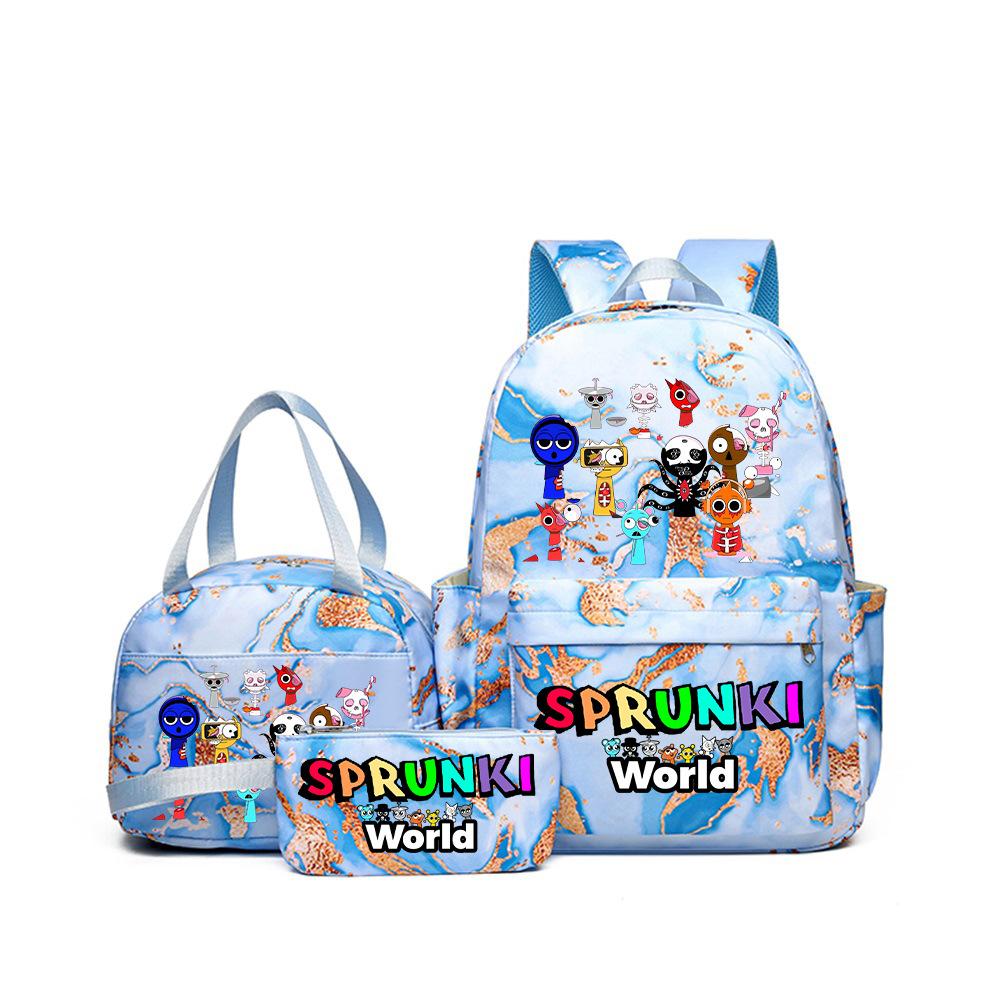 Rhythm Box Music Game Heat Transfer Backpack Sprunki Primary and Secondary School Students Children's Cute Schoolbag Three-piece Set