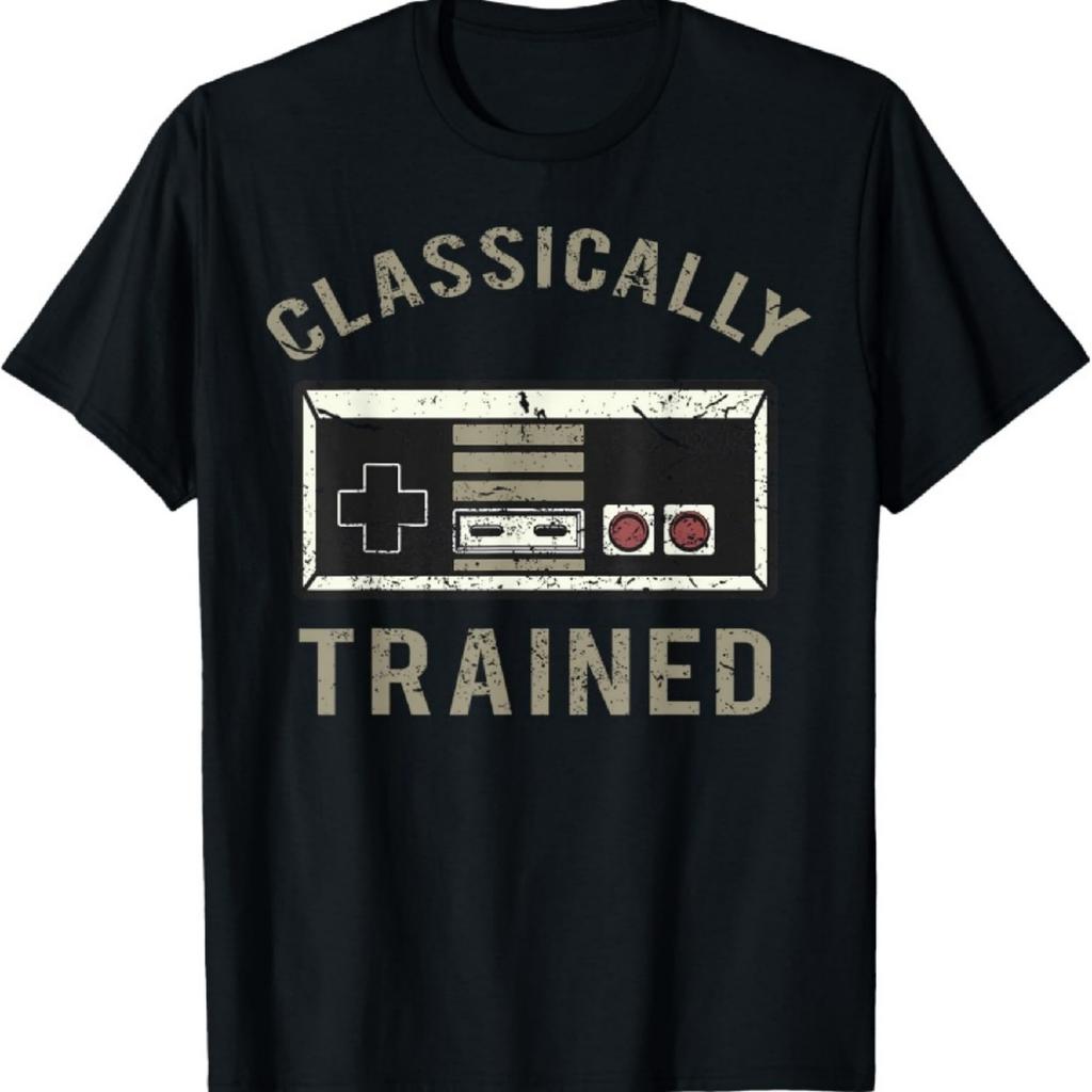 Video Game Retro Vintage Distressed T-Shirt - Black - Unisex Adult - Short Sleeve - Classic Fit - T-Shirt - Size S