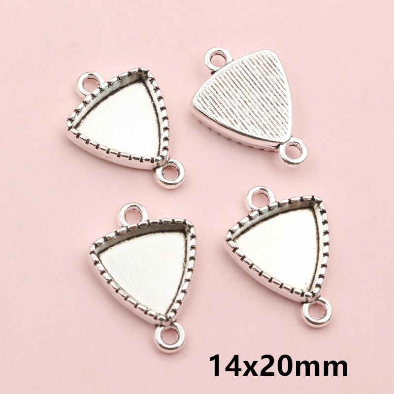 10pcs Double Loops Connector Pendant Cabochons Blank Base Settings Tray Heart Sqaure Rectangle Oval DIY Jewelry Findings