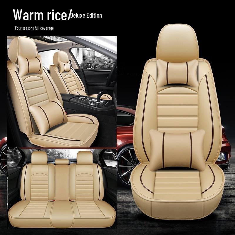 Universal All-Season Leather Car Seat Cover, 5-Seat Set