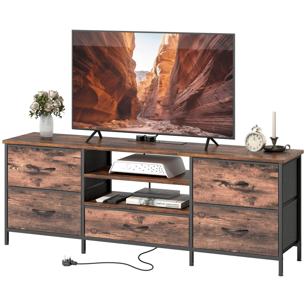 Multi-Storage Industrial TV Stand - Brown/Grey/Black