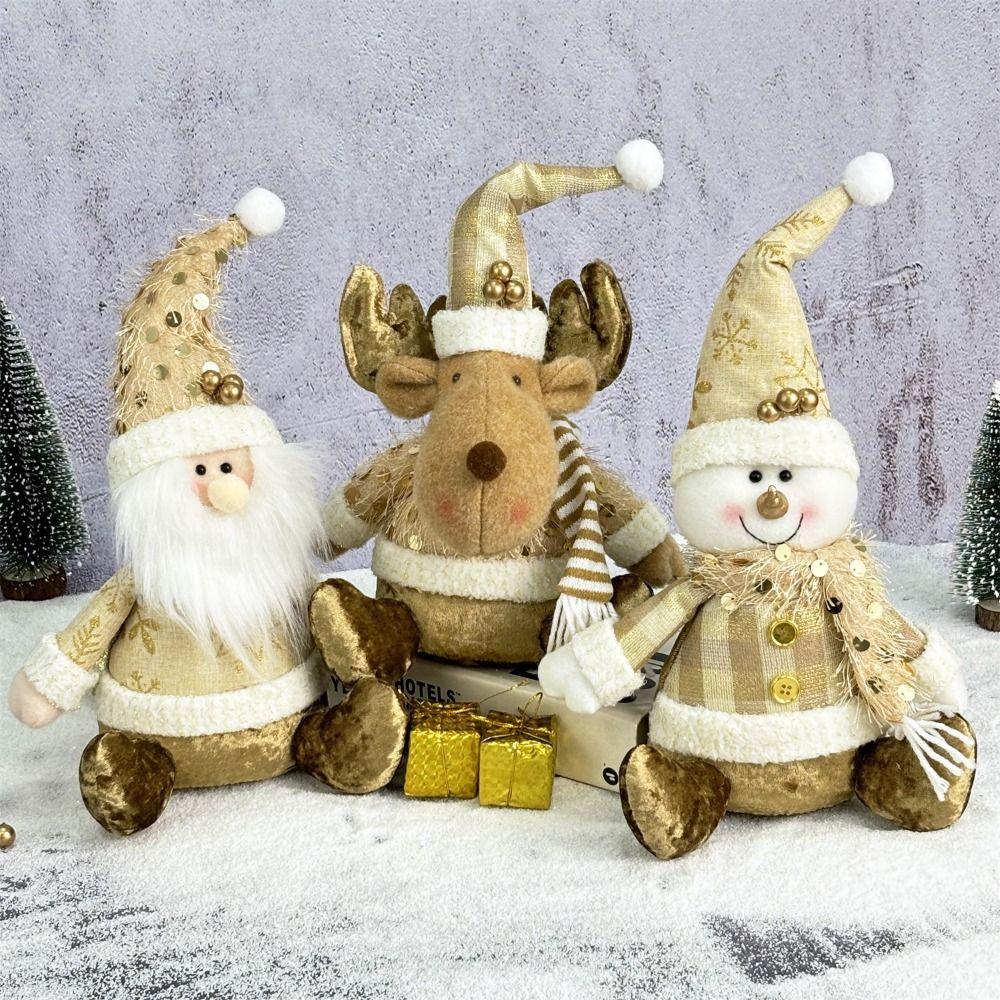 Tabletop Doll Santa Claus Doll Realistic Christmas Elk Plush Toy  Christmas Atmosphere