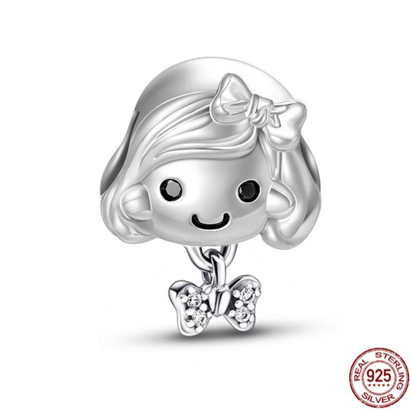 Het försäljning S925 Sterlingsilver Pojke- Flicka-Tonåring & Prinsesskrona Prins Hängberlock Smycken Pärlor Passar Original Armband