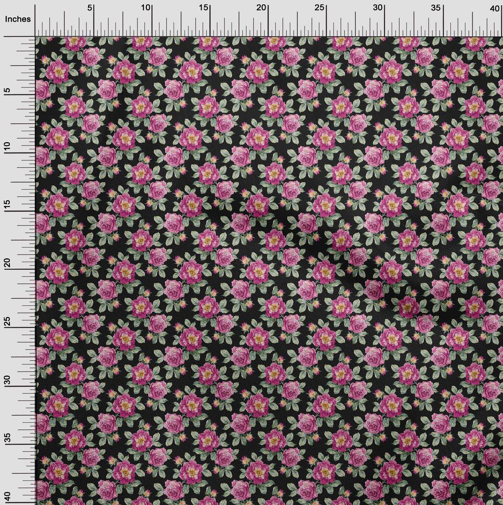 oneOone Georgette Viscose Black Fabric Florals Sewing Material Print Fabric By The Yard 42 Inch