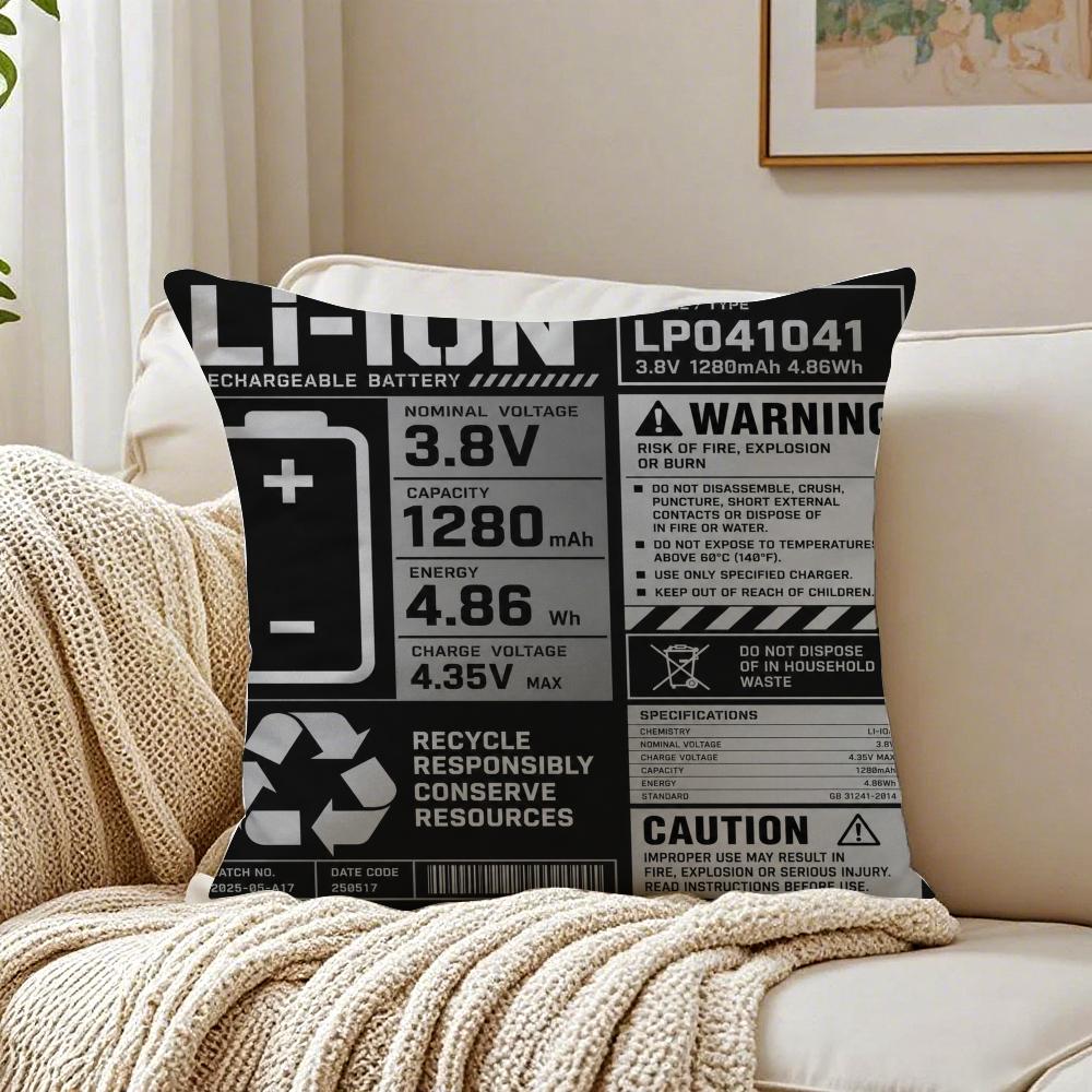 Swollen Battery funny Pattern Cushion Cover Short Plush Cushion Covers Machine Washable Wrinkle-Resistant Soft Durable