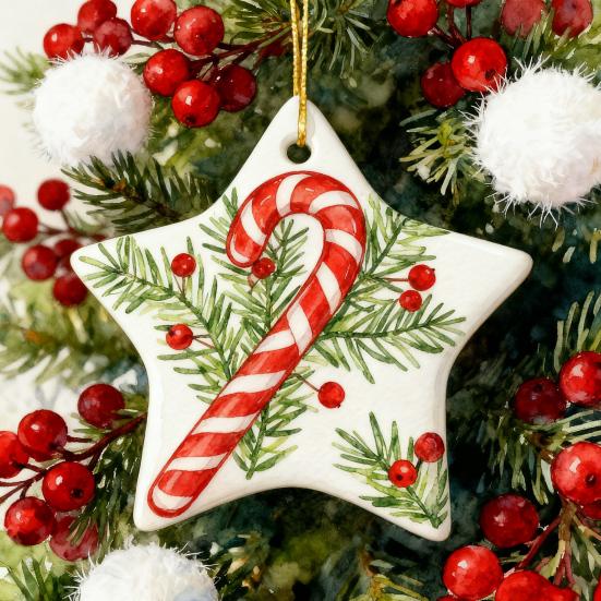 Sublimation Ceramic Ornament White Sublimation Blank Ornament Unfinished Christmas Hanging