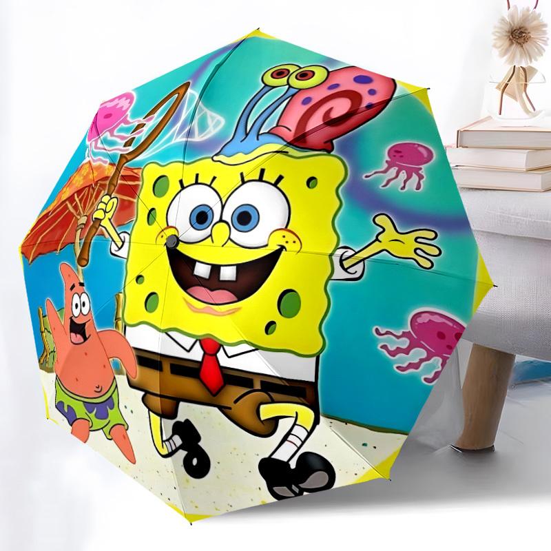 1pc SpongeBob Automatic Open/close Umbrella, Portable Travel Umbrella, Everyday Use - Outdoor Accessory, Artistic Pattern, Compact Design, Fashion Lov