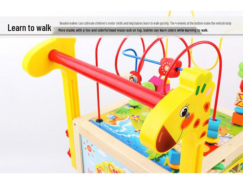 Wooden Toddler Push Walker Car with Adjustable Speed - Multifunctional Educational Toy