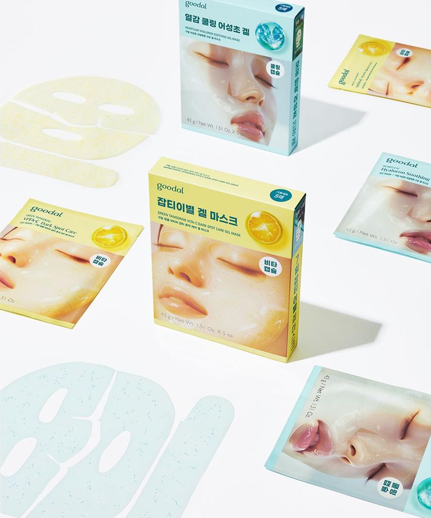 [SET] 5 Gentle Masks + 5 Gel Masks (Choose between Green Tangerine / Houttuynia Cordata) [Gift] 40ml Vegan Rice Cream