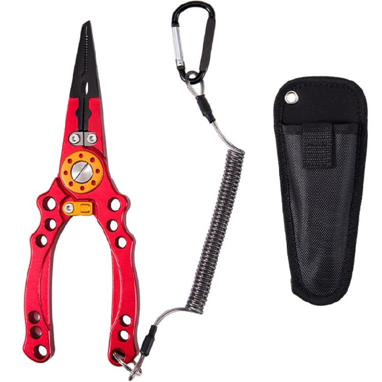 Fishing Pliers Aluminum Alloy Needle Nose Pliers & Line Cutter Fishing Gripper Fishing Tool Scissors Easy to Use красный