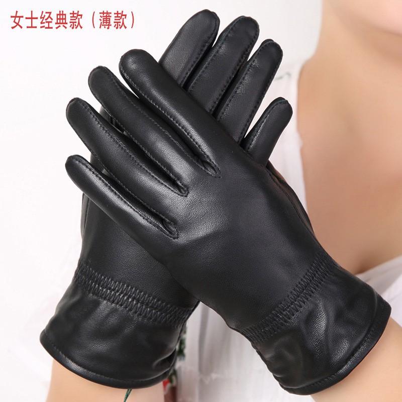 Leather Gloves Men Women Winter Warm Sheepskin Driving Cycling